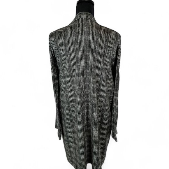 UNBRANDED Women's Plaid Full Length Cardigan 3X Grey Black Cream Cozy Winter - Picture 2 of 2